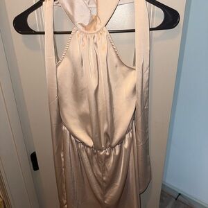 Nasty Gal Cream Satin Halter Dress